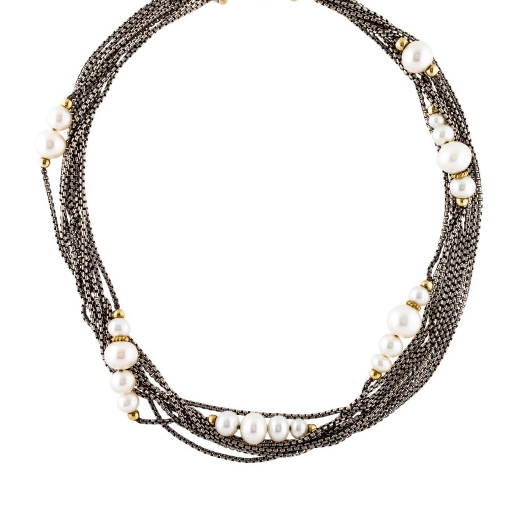 David Yurman 8 row pearl with 18kt necklace